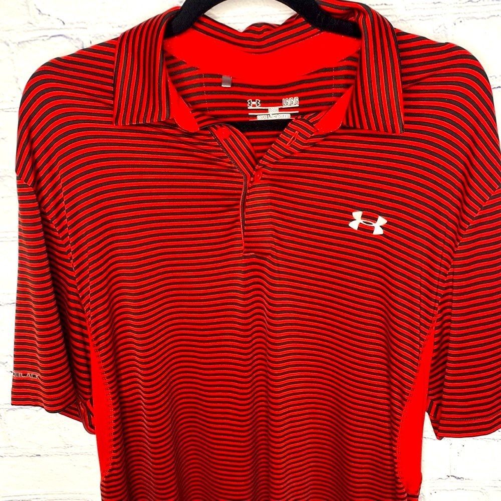 Red and Black Striped Under Armour T-Shirt